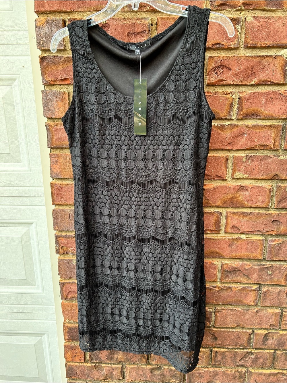 Tiana B. Black Lace Overlay Midi Dress
